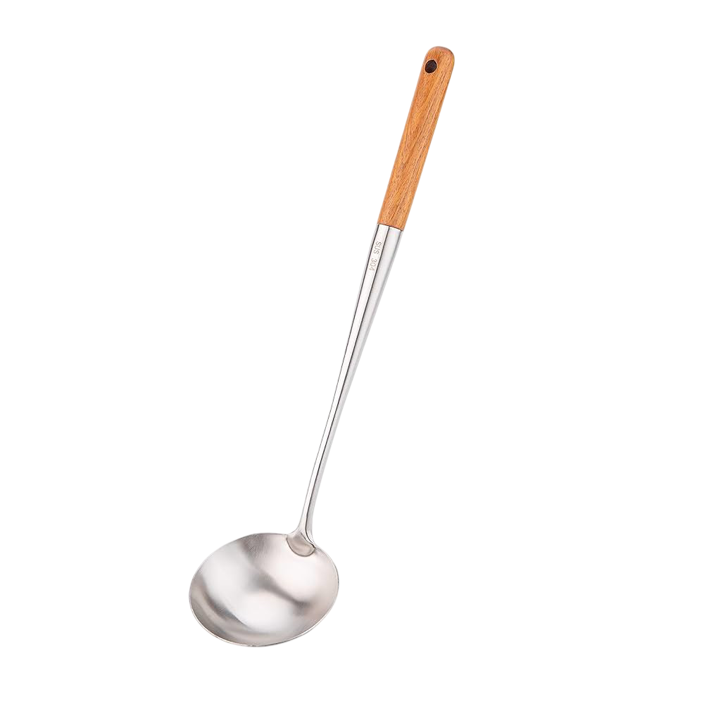 Handcrafted Chinese Wok Ladle – Carbon Steel with Wooden Handle