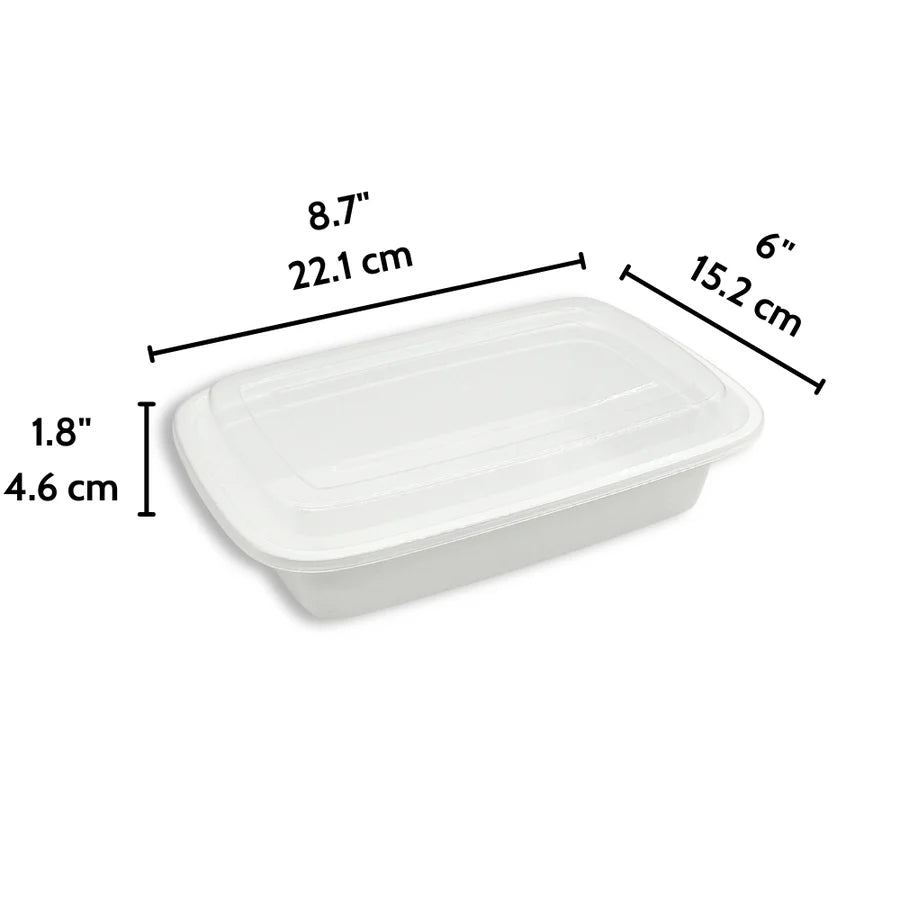 LR series Bulk Meal Prep Containers with Lids – 1 & 2 Compartment, Microwave & Freezer Safe (Black/White Base) 150SET