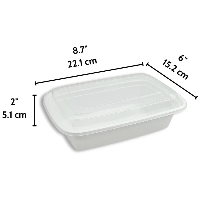 LR series Bulk Meal Prep Containers with Lids – 1 & 2 Compartment, Microwave & Freezer Safe (Black/White Base) 150SET