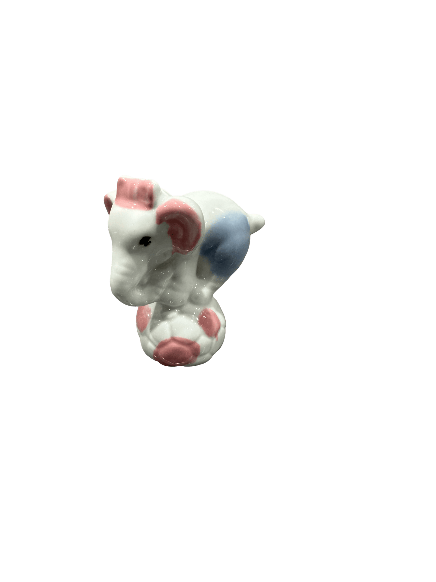 Charming Mini Ceramic Kitten Figurine – Handcrafted White Cat Sculpture with Blue Accents (Collectible Decor) - ECO Box