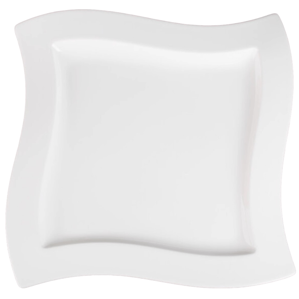 Durable Wavy Edge Square Bowl – Elegant White Ceramic - OMECA wholesale LTD.