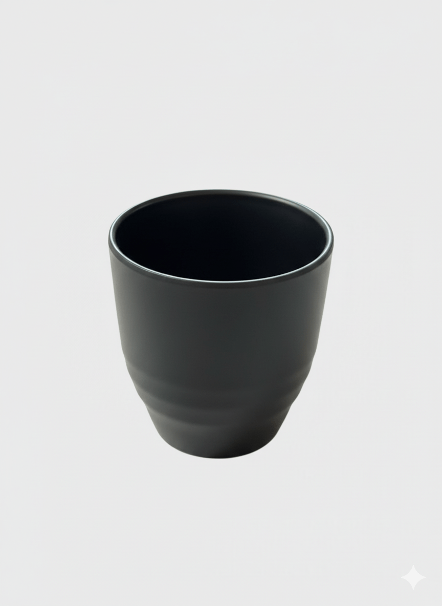 Japanese - Style Black Melamine Bottom Flared Tea Cup – 300 mL - OMECA wholesale LTD.