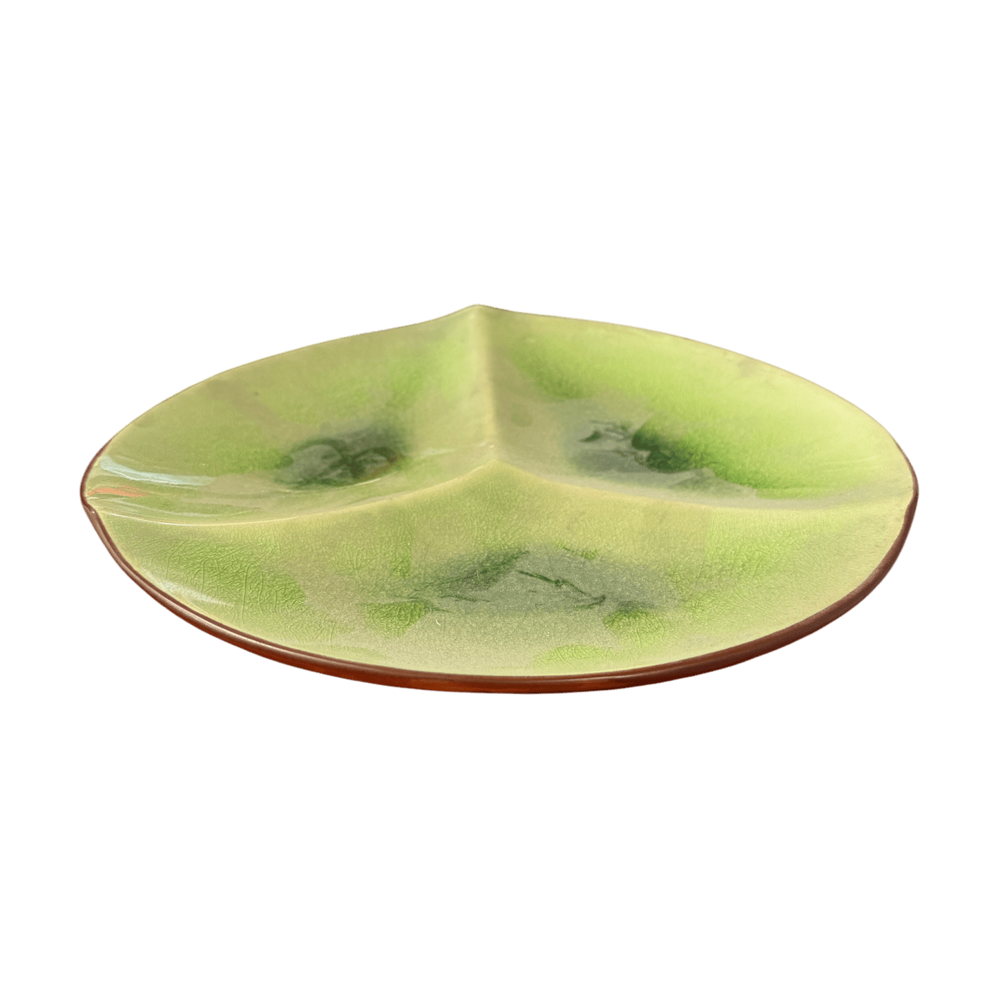 Large Ceramic 3 - Section Serving Dish | Green Divided Appetizer Platter 26cm - OMECA wholesale LTD.