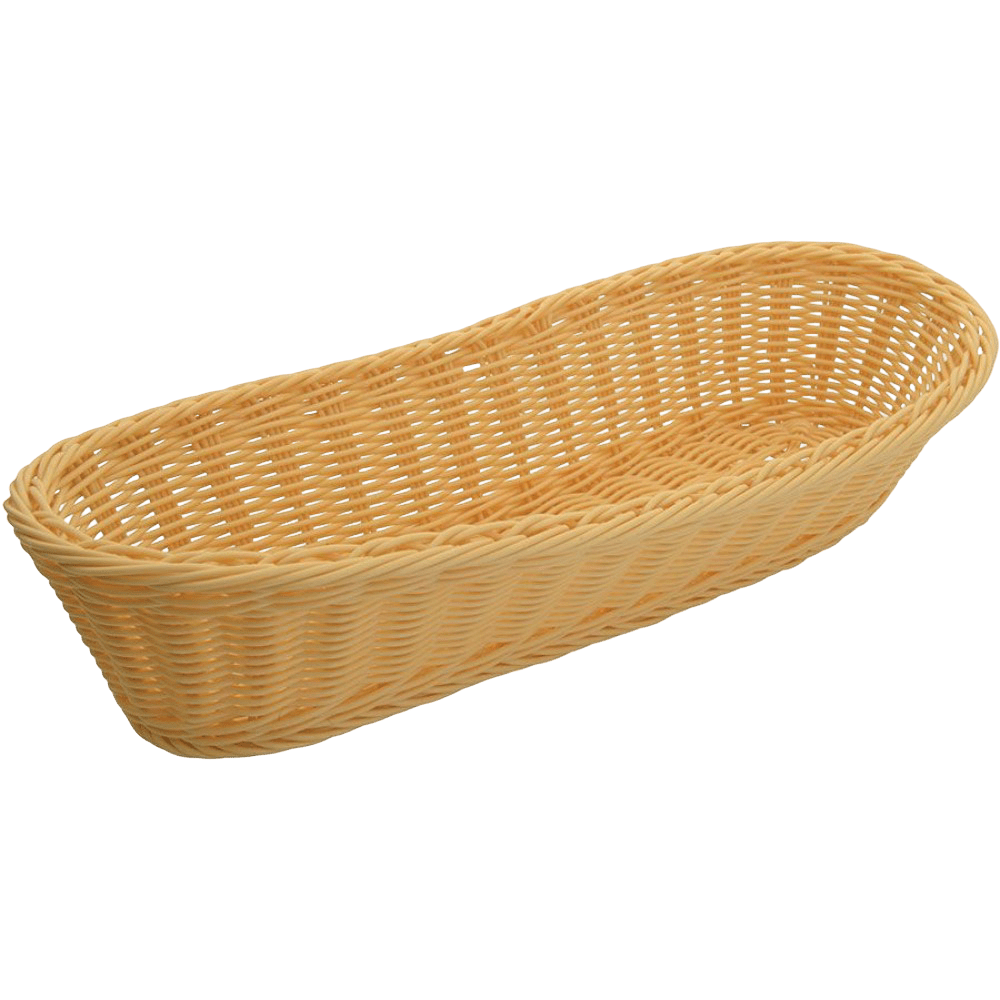 Long Woven Bread Basket - Rectangular Natural Rattan Serving Basket for Restaurant Baguette Service - OMECA wholesale LTD.
