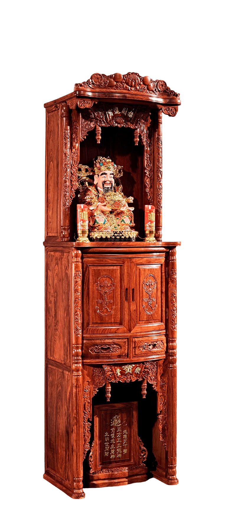 Rosewood Feng Shui Dual - Level Wooden Altar with Drawer - OMECA wholesale LTD.