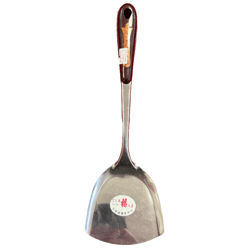 Stainless Steel Wok Spatula – Curved Stir - Fry Turner with Wooden Handle - ECO Box
