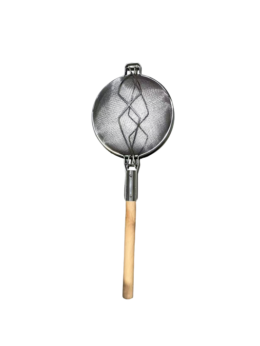 Stainless Steel Double Mesh Bouillon Strainer with Wooden Handle