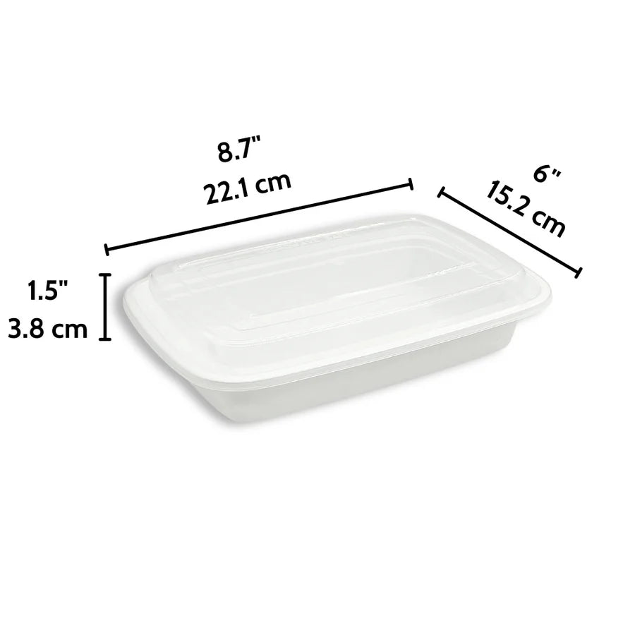 LR series Bulk Meal Prep Containers with Lids – 1 & 2 Compartment, Microwave & Freezer Safe (Black/White Base) 150SET