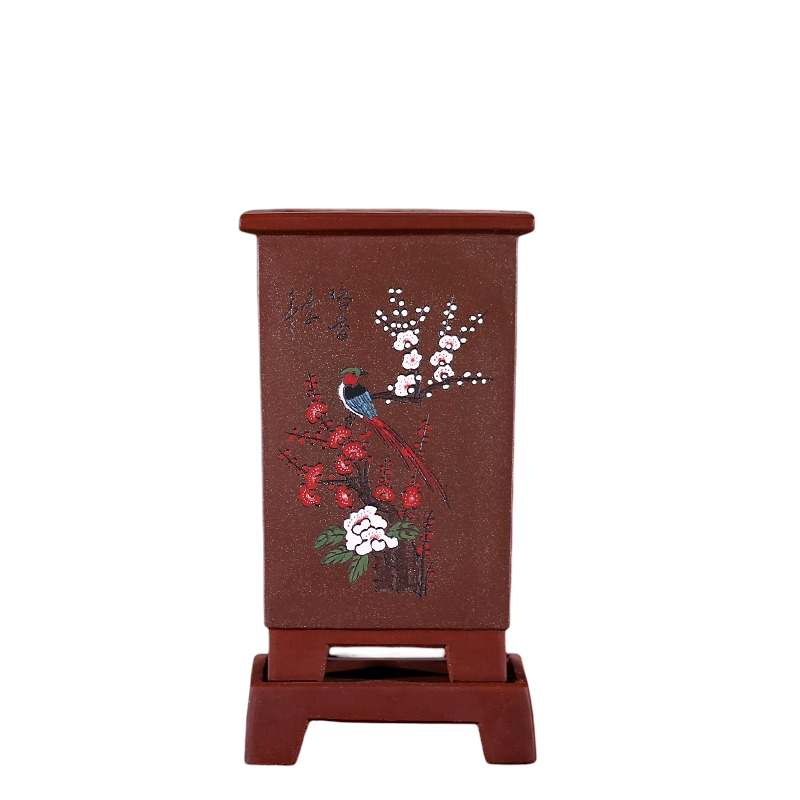 宜兴紫砂花盆兰花盆六方手工君子兰盆高花盆桌面室内花卉陶瓷盆景