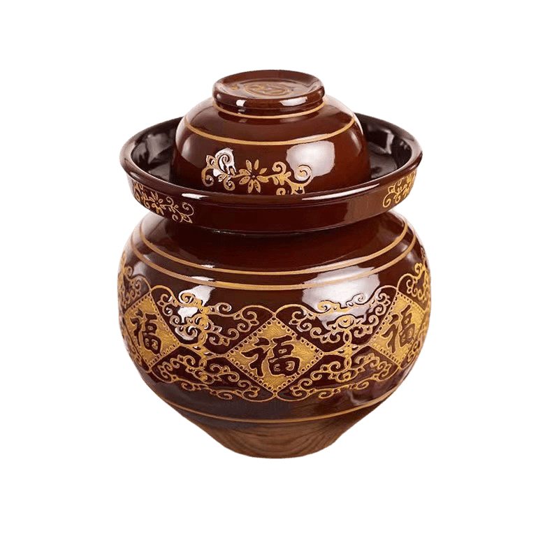 Chinese Fermentation Jar (菜坛) with Lid – "Fu" Blessing Pattern - OMECA wholesale LTD.