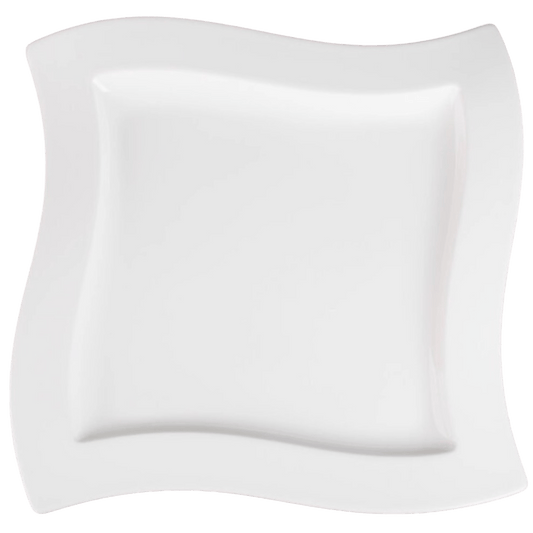 Durable Wavy Edge Square Bowl – Elegant White Ceramic - OMECA wholesale LTD.