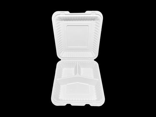 EP - 93 PP Hinged Container 9*9 3 comp. 150 pcs - OMECA wholesale LTD.