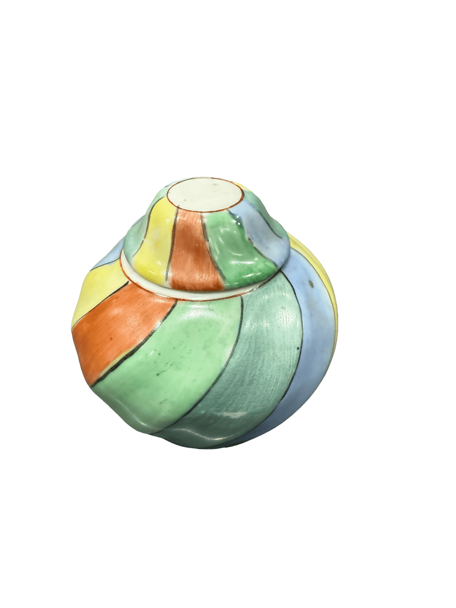 Hand - Painted Multicolor Ceramic Bowl with Lid – Vintage Swirl Design for Tea, Rice, or Decorative Display - ECO Box