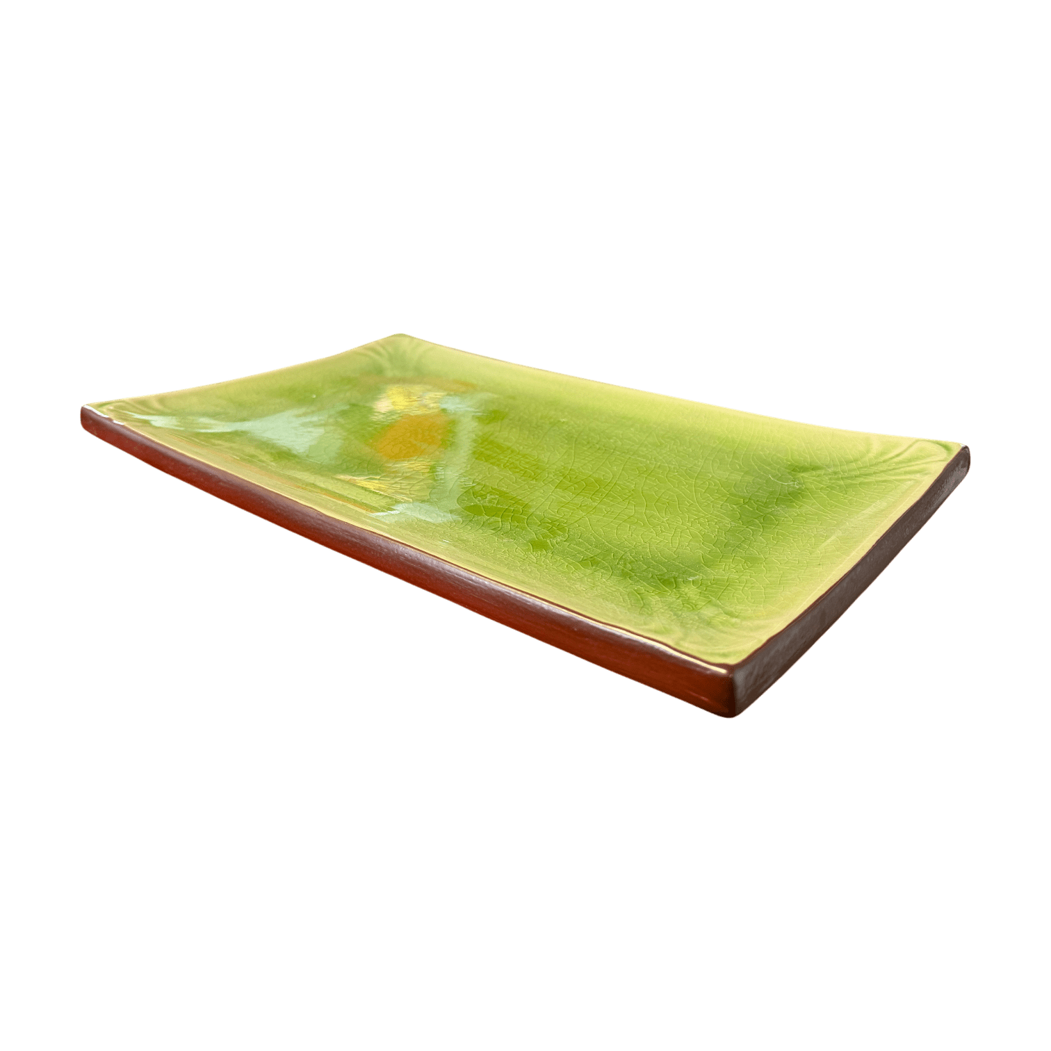 Large Ceramic Green Serving Platter | Rectangular Sushi and Appetizer Tray 36cm - OMECA wholesale LTD.
