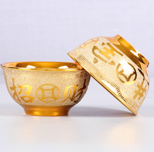 沙金供碗招财进宝供桌碗斋饭金色碗财神观音陶瓷贡碗斋碗供具